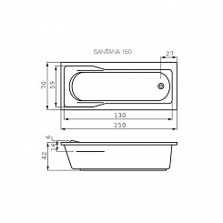 Cersanit Акриловая ванна Santana 150 ультра белая – фотография-4