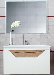Бриклаер Мебель для ванной Брайтон 100 (Фостер) белая матовая/дуб кера – фотография-1