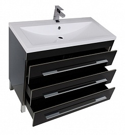 Aquanet Мебель для ванной Верона 100 черная напольная (230323) – фотография-4