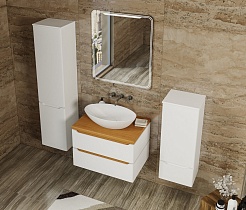 Mixline Мебель для ванной Виктория 70 подвесная белая софт/дуб светлый – фотография-4