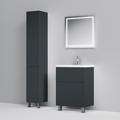 Am.Pm Мебель для ванной Gem 60 графит матовый, напольная, с 2 ящиками – фотография-9