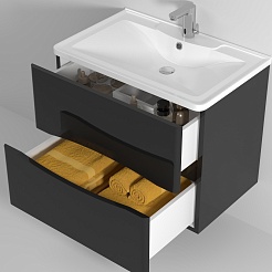 Водолей Мебель для ванной Adel 90 подвесная черная – фотография-4