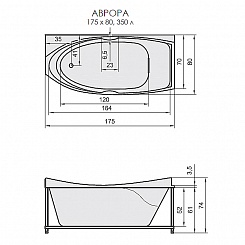 Aquatika Акриловая ванна Аквалюкс Аврора Standart L – фотография-2