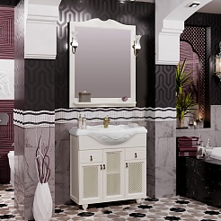 Opadiris Мебель для ванной Тибет 85 с декоративной решеткой, слоновая кость – фотография-3