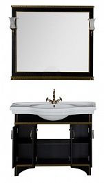 Aquanet Мебель для ванной Валенса 110 черный краколет/золото (180449) – фотография-2