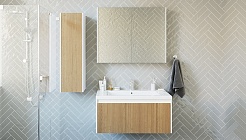 Velvex Мебель для ванной подвесная Klaufs 100 белая/дерево – фотография-3