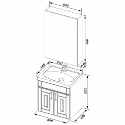 Aquanet Мебель для ванной "Рондо 60" белый (дверцы) камерино – фотография-5