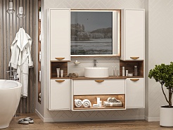 Brevita Мебель для ванной Bergen 90 подвесная дуб галифакс олово/белая – фотография-3