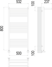 Terminus Полотенцесушитель водяной Аврора П16 500x800 с полкой хром – фотография-3