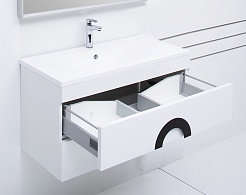 De Aqua Мебель для ванной Форма 90, зеркало-шкаф Алюминиум – фотография-3