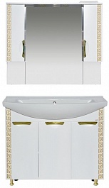 Misty Мебель для ванной Престиж 105 белая/золотая патина – фотография-1