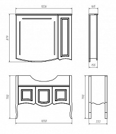 ASB-Woodline Мебель для ванной Эмили 105 синий/ патина золото – фотография-6