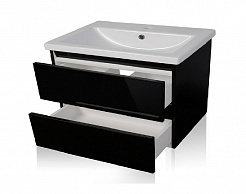 Style Line Мебель для ванной Даймонд 80 Люкс черная, PLUS подвесная – фотография-10