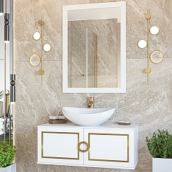 Brevita Мебель для ванной Steffany 105 с раковиной Ореол белая/золото – фотография-1