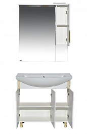 Misty Мебель для ванной Престиж 80 R белая/золотая патина – фотография-8