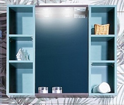 Бриклаер Зеркало-шкаф Кристалл 80 с открытыми шкафчиками – фотография-1