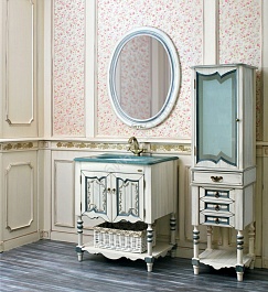 Атолл Мебель для ванной "Флоренция" ivory old (синяя патина) – фотография-1
