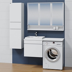 СанТа Мебель для ванной под стиральную машину Марс 120 L 1 ящик подвесная белая – фотография-2