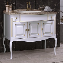 Opadiris Мебель для ванной Лаура 100 белая с бежевой патиной, мраморная столешница – фотография-6