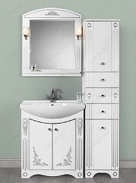 Водолей Мебель для ванной "Кармен 75" 2 двери, белая/серебро – фотография-4