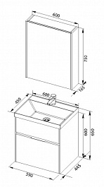 Aquanet Мебель для ванной "Латина 60" черная 2 ящика (181080) – фотография-3