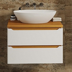 Mixline Мебель для ванной Виктория 70 подвесная белая софт/дуб светлый – фотография-7