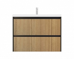Velvex Мебель для ванной подвесная Klaufs 100 черная/дерево, 2 ящика – фотография-12