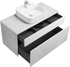 Акватон Мебель для ванной Марбл 100 Одри Soft подвесная слэйт/белая матовая – фотография-5