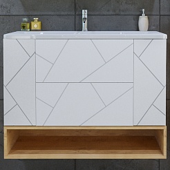 Бриклаер Мебель для ванной Кристалл 100 с нишей белая/дуб бунратти – фотография-5