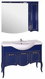 ASB-Woodline Мебель для ванной Эмили 105 синий/ патина золото – фотография-1