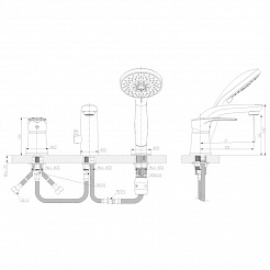 Rossinka Смеситель T40-39 на борт ванны на 3 отверстия – фотография-2