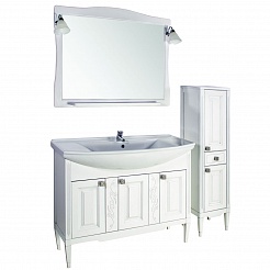 ASB-Woodline Мебель для ванной Модена 105 белая, массив ясеня – фотография-5
