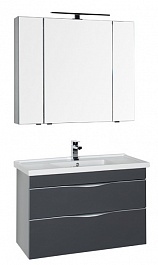 Aquanet Мебель для ванной "Эвора 100" серый антрацит – фотография-1