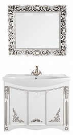 Водолей Мебель для ванной "Кармен 105" белая/серебро, зеркало в раме Версаль – фотография-1