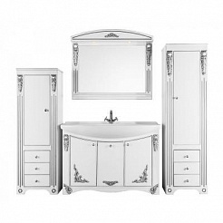 Водолей Мебель для ванной "Кармен 120" белая/серебро – фотография-4