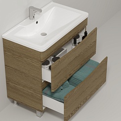 Водолей Мебель для ванной Adel 100 дуб крымский коричневый – фотография-3