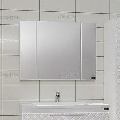 СанТа Мебель для ванной Калипсо 100 подвесная, зеркало-шкаф – фотография-3