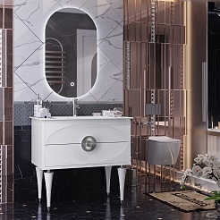 Opadiris Мебель для ванной Ибица 90 с овальным зеркалом белая/хром – фотография-2
