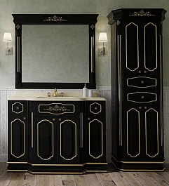 Misty Мебель для ванной Астория Gold 120 черная глянцевая – фотография-3