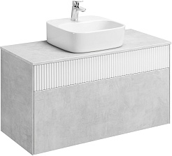 Акватон Мебель для ванной Марбл 100 Одри Soft подвесная слэйт/белая матовая – фотография-2