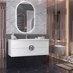 Opadiris Мебель для ванной Ибица 120 с овальным зеркалом подвесная белая/хром – фотография-2