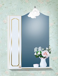Бриклаер Мебель для ванной Лючия 70 белый глянец/золото, шкафчик – фотография-9