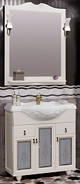 Opadiris Мебель для ванной Тибет 85 с художественным стеклом, слоновая кость – фотография-1