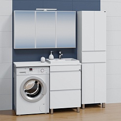 СанТа Мебель для ванной под стиральную машину Марс 120 R 2 ящика белая – фотография-2