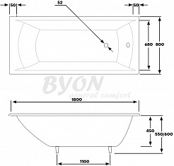 Byon Чугунная ванна Milan 180x80 – фотография-7