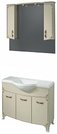 Какса-а Мебель для ванной Классик-Д 105 бежевый/золото, подсветка – фотография-1