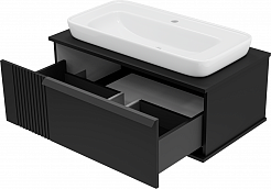 Brevita Тумба c раковиной Savoy 90 подвесная черная матовая – фотография-4