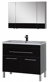 Aquanet Мебель для ванной Верона 100 черная, с ящиком, напольная (230321) – фотография-1