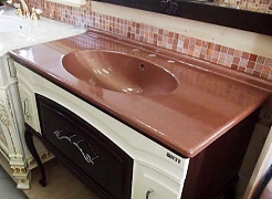 Misty Мебель для ванной Флоренция 100 бежево-коричневая – фотография-6