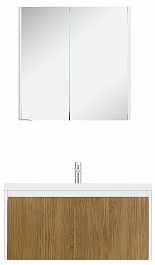Velvex Мебель для ванной подвесная Klaufs 100 белая/дерево – фотография-1